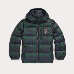 Polo Ralph Lauren Bear Plaid Down Hooded Jacket new